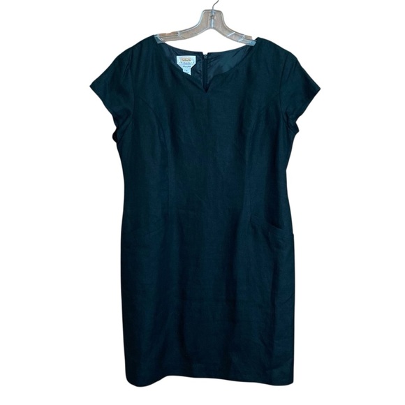 Talbots Black Irish Linen Shift Dress with Pockets Lined (Size 16P) - Picture 2 of 15